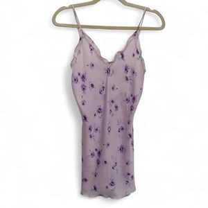 Y2K Sensara Purple Floral Satin Mini Slip Dress